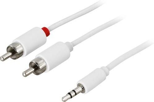 Deltaco ljudkabel 3,5 mm till 2x RCA (2 meter)