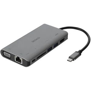 Deltaco USB-C Dockningsstation Multiport till HDMI/VGA/LAN/USB med 4K-stöd 100W PD