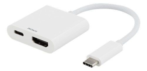 Deltaco USB-C till HDMI-adapter med USB-C-laddport