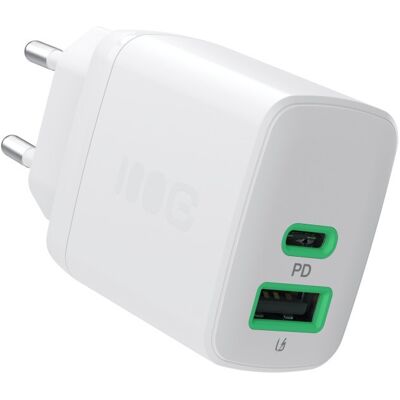 GREEN CELL GC CHARB-30AC-W - Laddare - 30 W, 1x USB-C, 1x USB-A - Vit GREEN CELL GC CHARB-30AC-W - Laddare - 30 W, 1x USB-C, 1x USB-A - Vit