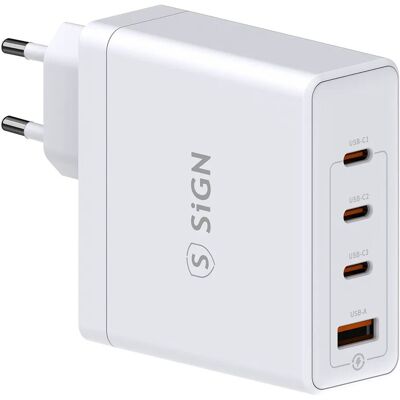 SiGN AC-adapter väggladdare 140W med 3x USB-C och 1x USB för bla MacBook SiGN AC-adapter väggladdare 140W med 3x USB-C och 1x USB för bla MacBook