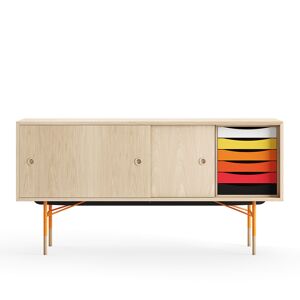 House Of Finn Juhl - Sideboard With Tray Unit, Oak Veneer, Orange Steel, Warm - Träfärgad - Skänkar Och Sideboards - Metall/trä