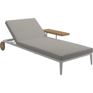 Gloster - Grid Lounger, Frame White, Kat.C. Fife Grey - White - Solstolar Och Solsängar - Metall