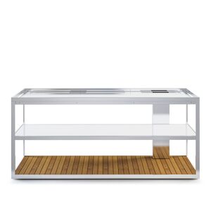 Röshults - Open Kitchen Frame 150, Brushed Stainless Steel, Teak Bottom - Silver - Utekök