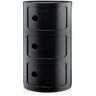 Kartell - Componibili 4967, Black, 3 Compartments - Svart - Hurtsar - Plast