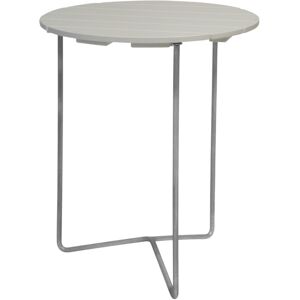 Grythyttan Stålmöbler - Table 6b Ø 60 Cm Vitlackad Ek Varmförzinkat Stativ - White - Vit - Småbord Och Sidobord Utomhus - Trä