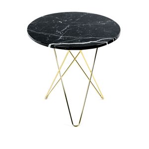 Ox Denmarq - Tall Mini O Table, Brass Frame, Top: Black Marble - Svart - Svart - Sidobord - Metall/sten