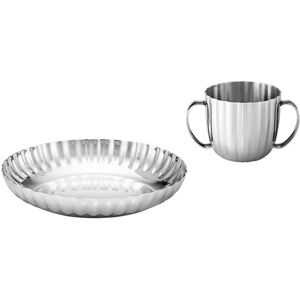 Georg Jensen - Bernadotte Child Set Deep Plate & Cup / Stainless Steel - Silver - Silver - Gafflar