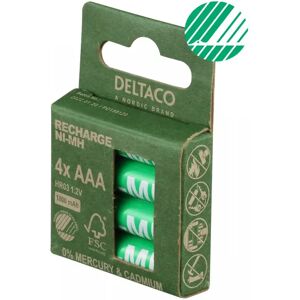 Deltaco Laddbara Aaa-Batterier, 1000mah, Svanenmärkt, 4-Pack