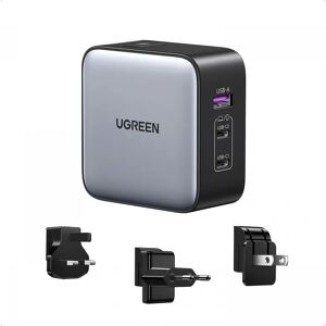 Ugreen Nexode 65w 3-Port Gan Väggladdare Med Reseadapter (Us/uk/eu)