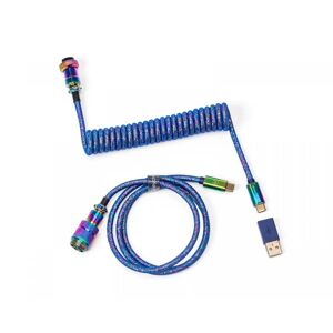 Keychron Premium Coiled Aviator Cable Type-C - Rainbow Plated Blue