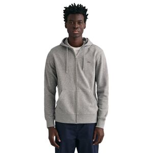 GANT Regular Shield Zip Hoodie Herr, GREY MELANGE, L