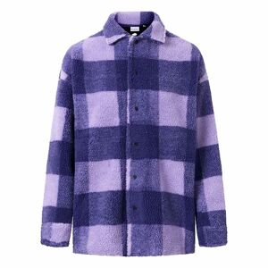 Knowledge Cotton Checked Teddy Overshirt Dam, L, Violet Tulip