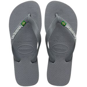 Havaianas Brasil Logo Flip Flops, 45/46, Steel Grey/Grey 5002