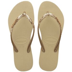 Havaianas Slim Glitter Flip Flops Dam, 37/38, Sand Grey 0154