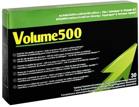 500 Cosmetics Volume500 - Tillskott för att Förstärka & Stimulera Spermieroduktion för en God Spermatogenes och Större Utlösning med Mer Sperma - 30 Tabletter 500 Cosmetics Volume500 - Tillskott för att Förstärka & Stimulera Spermieroduktion för en God Spermatogenes och Större Utlösning med Mer Sperma - 30 Tabletter