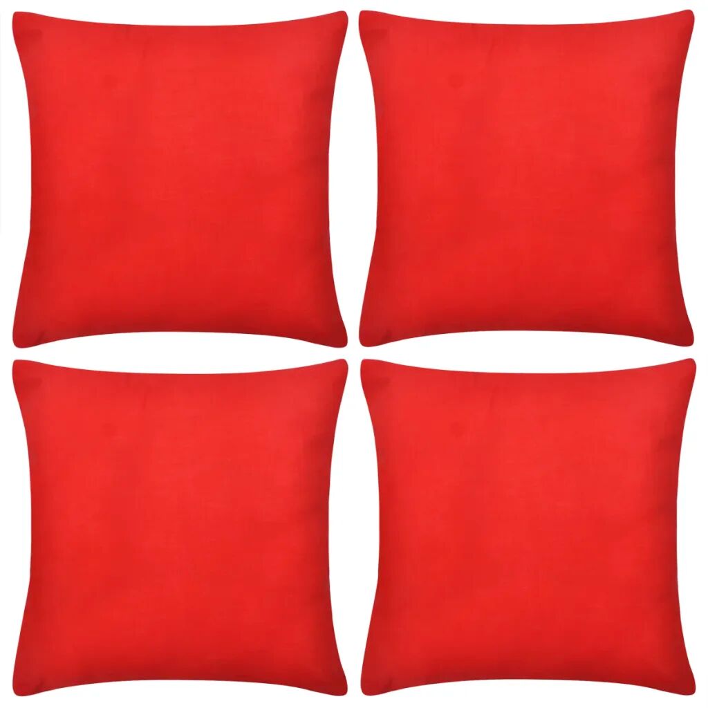 vidaXL Návliečky na vankúše, 4 ks, bavlna, červené, 50 x 50 cm