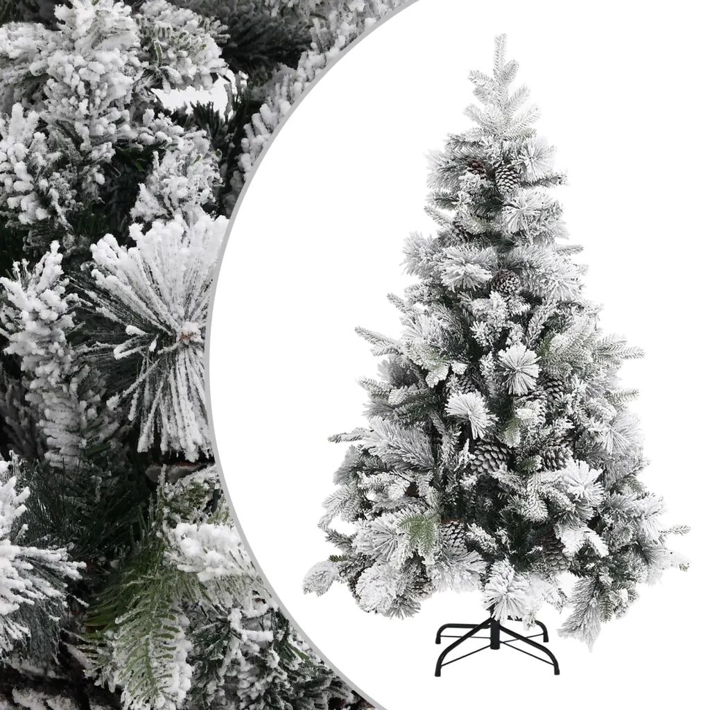 vidaXL Vianočný stromček s vločkami snehu a šiškami 120 cm PVC a PE