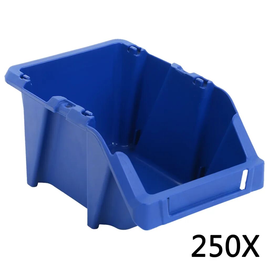 vidaXL Stohovateľné úložné boxy 250 ks, 103x165x76 mm, modré