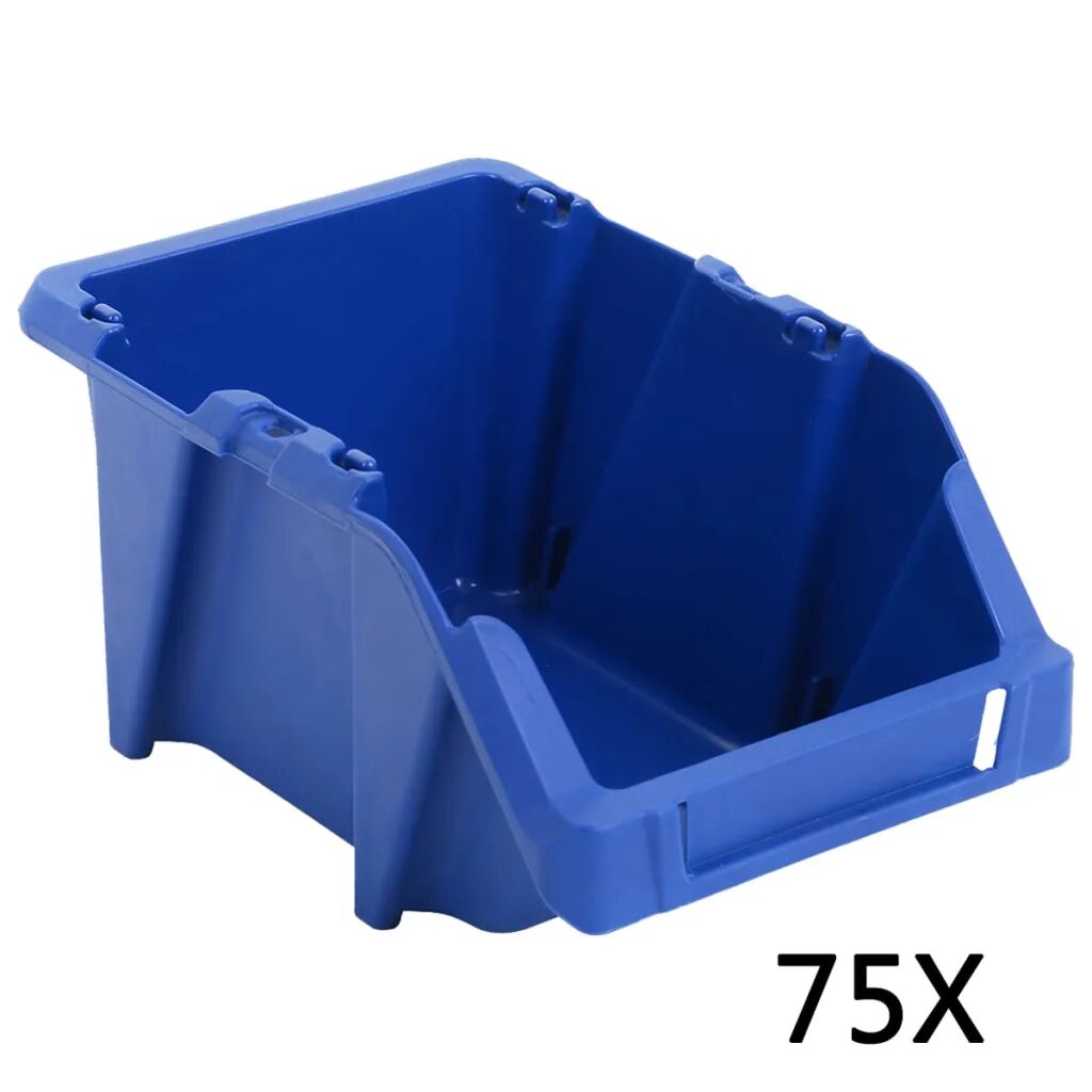vidaXL Stohovateľné úložné boxy 75 ks, 153x244x123 mm, modré