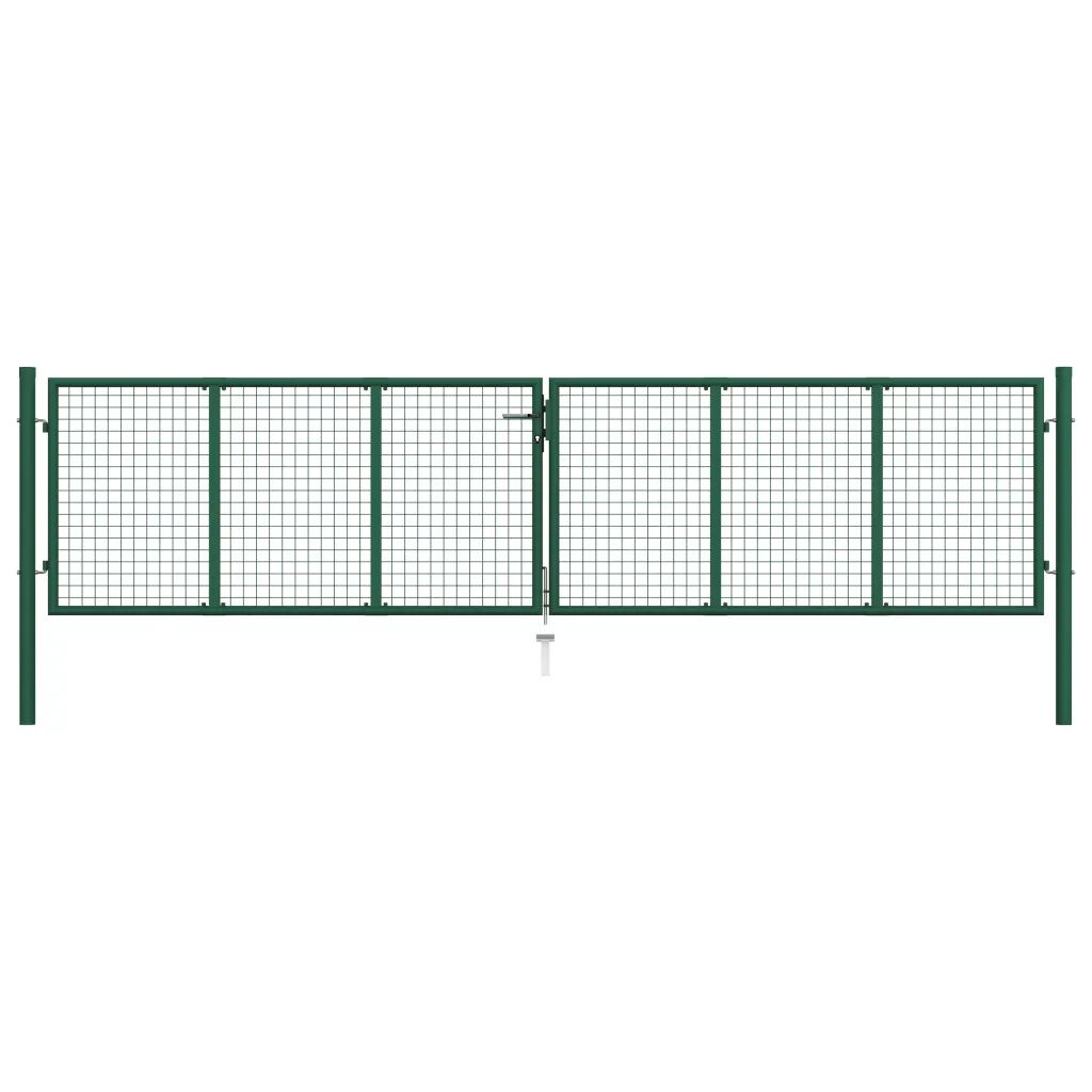 vidaXL Drôtená záhradná brána, oceľ 400x75 cm, zelená