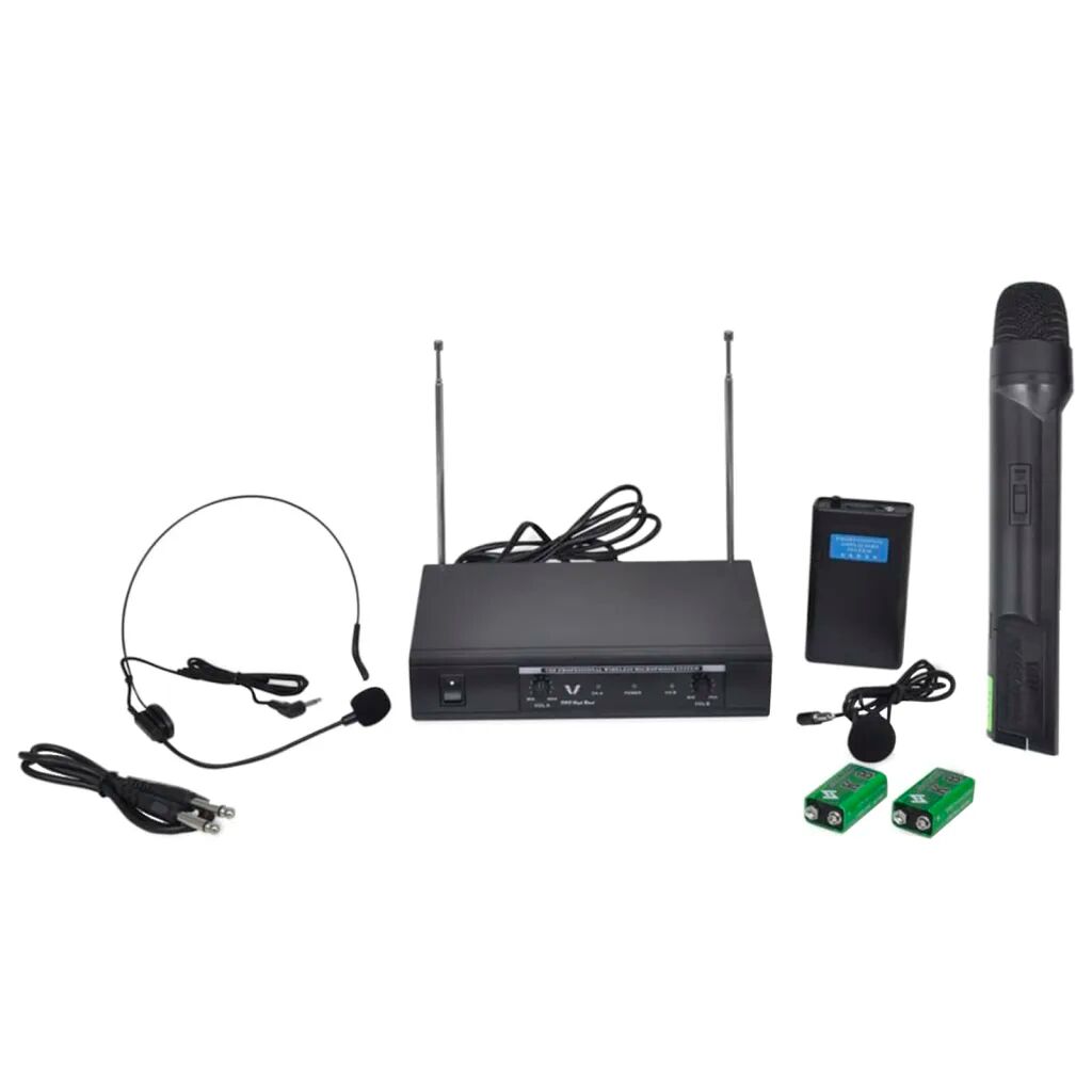 vidaXL Bezdrôtový mikrofón a bezdrôtové slúchadlá VHF s prijímačom