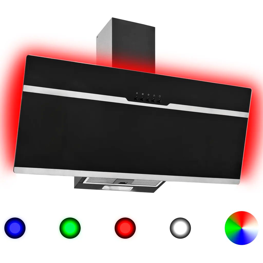 vidaXL RGB Nástenný digestor s LED 90 cm nehrdzavejúca oceľ a tvrdené sklo