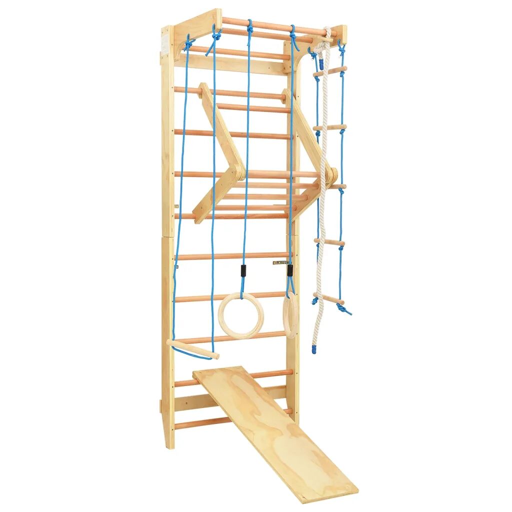 vidaXL Domáca preliezačka s rebríkmi, kruhmi a šmýkačkou, drevo