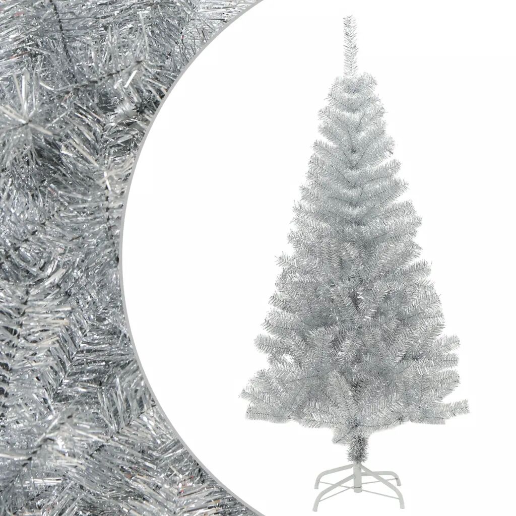 vidaXL Umelý vianočný stromček s podstavcom, strieborný 150 cm, PET