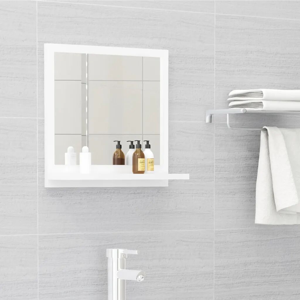 vidaXL Kúpeľňové zrkadlo, lesklé biele 40x10,5x37 cm, drevotrieska