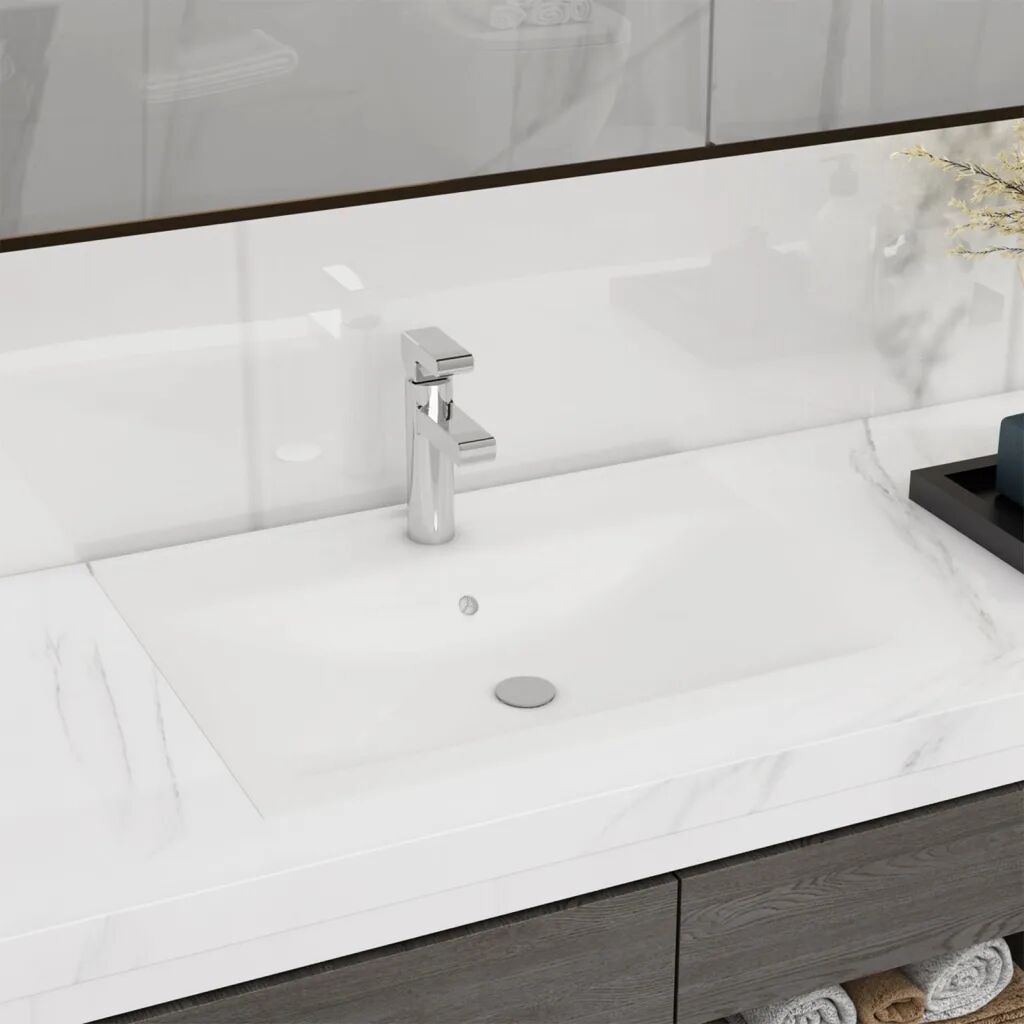 vidaXL Luxusné keramické umývadlo, obdĺžnik, biele, otvor na batériu 60x46 cm