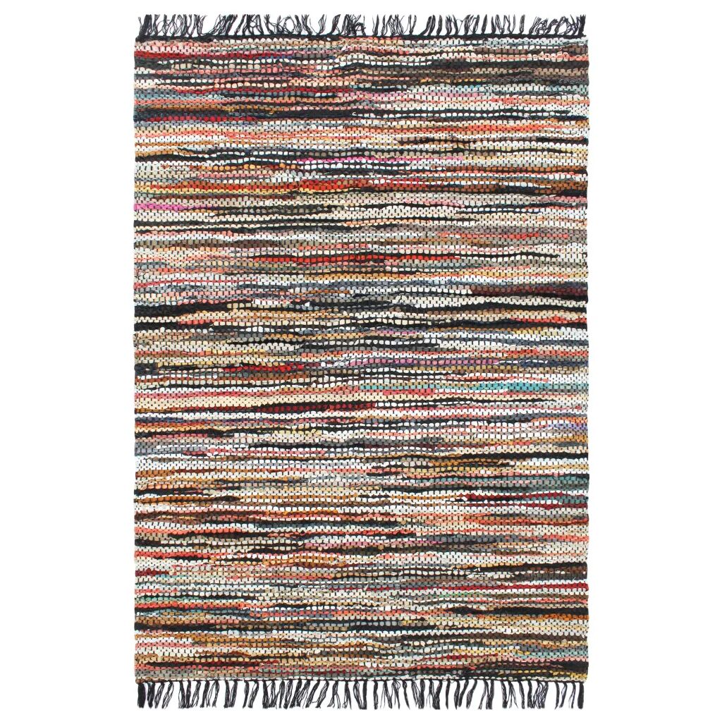 vidaXL Ručne tkaný Chindi koberec viacfarebný 80x160 cm kožený