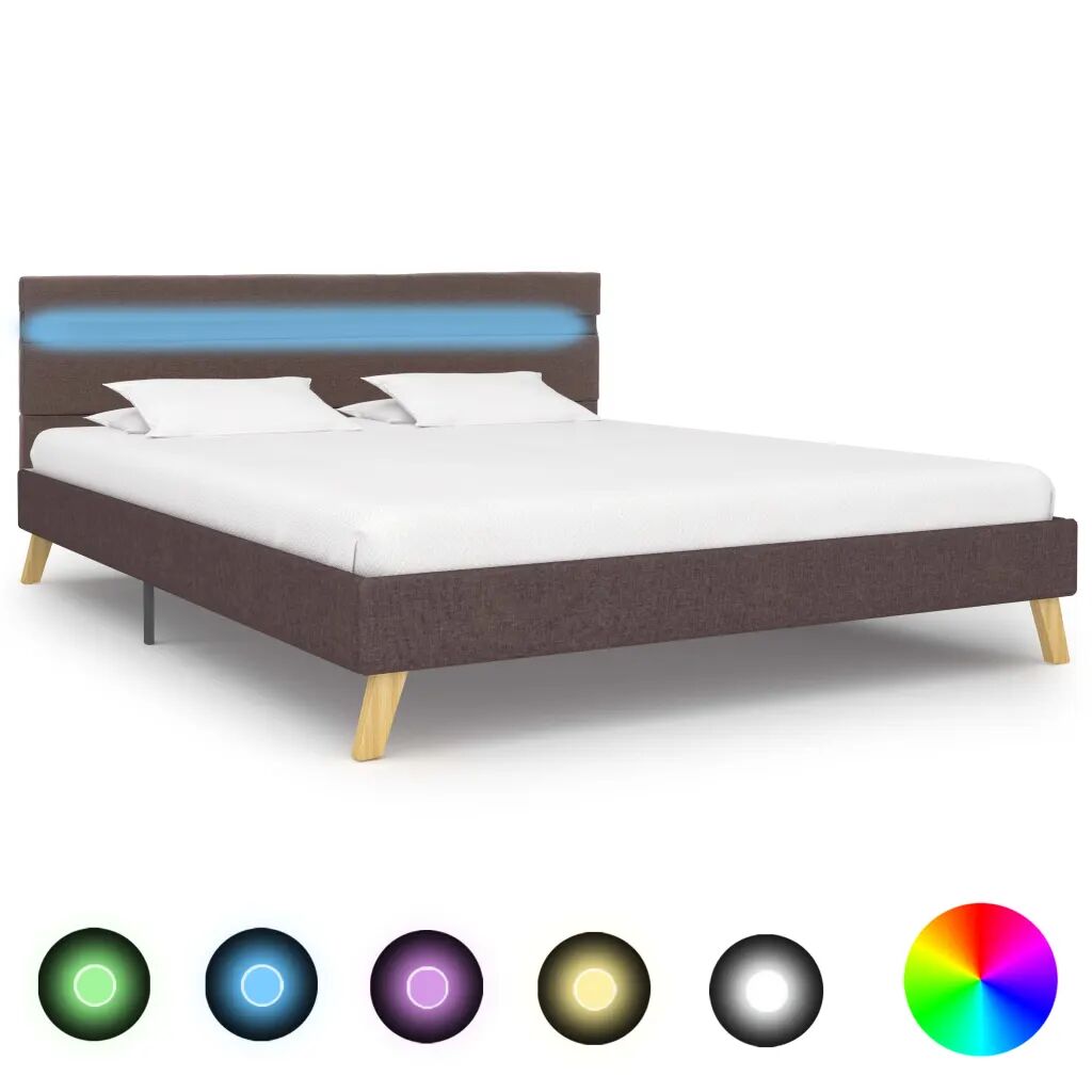 vidaXL Rám postele s LED svetlom sivohnedý 160x200 cm látkový
