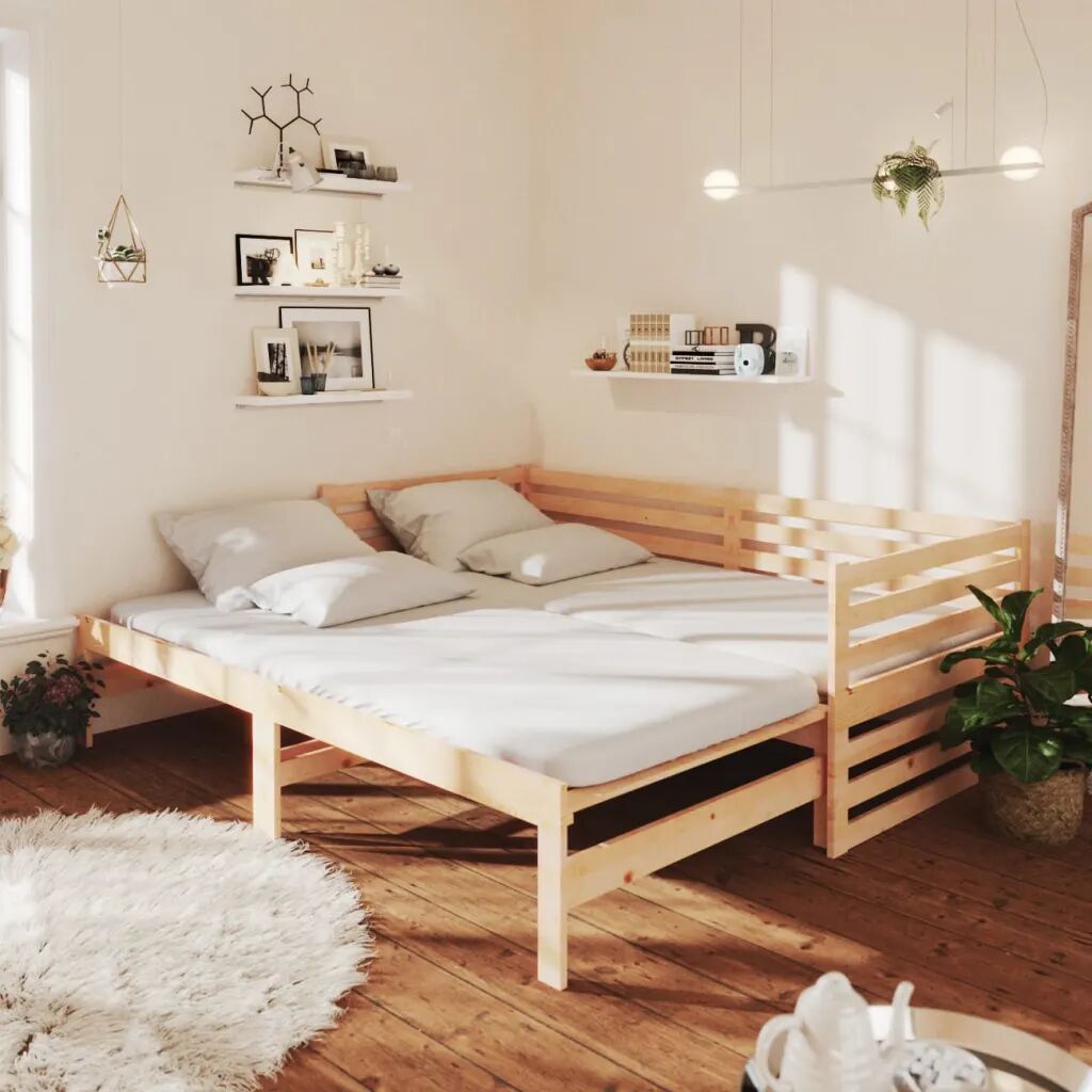 vidaXL Rozkladacia denná posteľ 2x(90x200) cm borovicové drevo