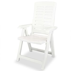 vidaXL 4x Reclining Garden Chairs 60x61x108cm Plastic White Foldable Seats