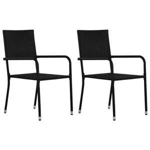 vidaXL Vonkajšie jedálenské stoličky 2 ks, čierne, polyratan