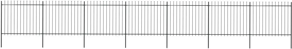 vidaXL Oceľový záhradný plot so špicatými vrchmi čierny 11,9x1,5 m