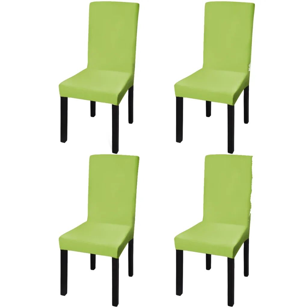 vidaXL Rovný naťahovací návlek na stoličku, 4 ks, zelený