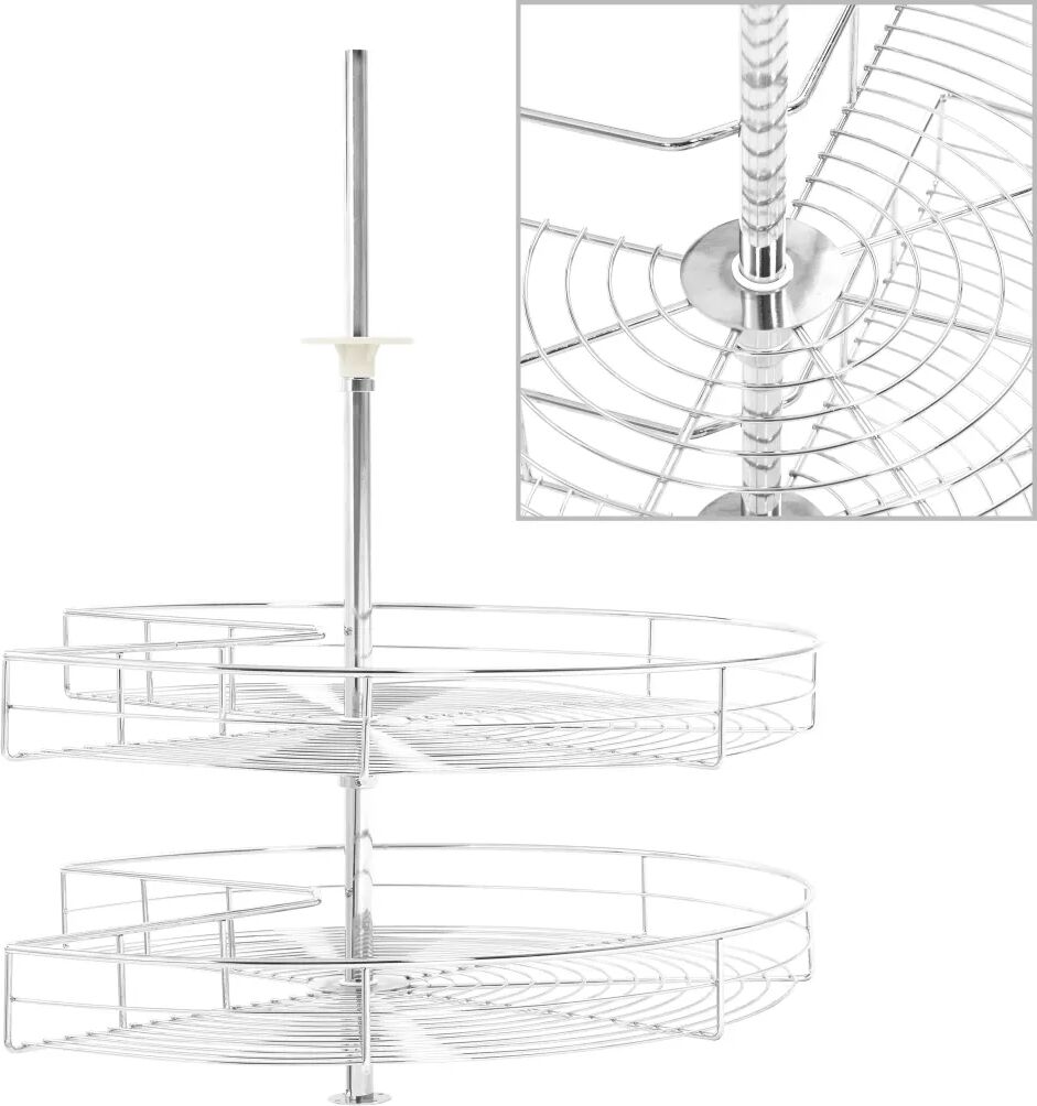 vidaXL 2-pochodový kuchynský drôtený kôš strieborný 71x71x80 cm 270 stupňový