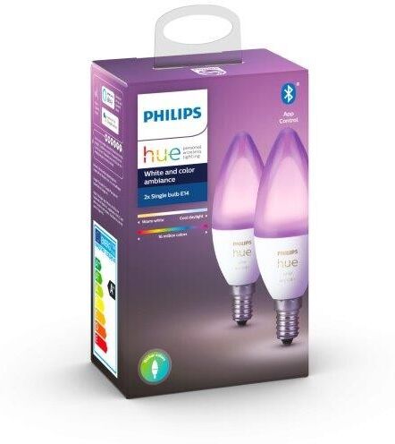 Philips Hue 8718699726331 2x LED žiarovka 1x5,3W   E14   470 lm   2200 - 6500K - RGB, Bluetooth, White and Color Ambiance