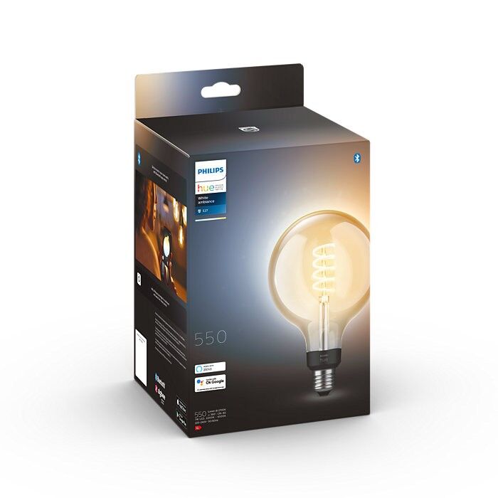 Philips Hue 8719514301542 LED filamentová žiarovka G125 1x7W   E27   550lm   2200-4500K - White Ambience, stmievateľná, Bluetooth