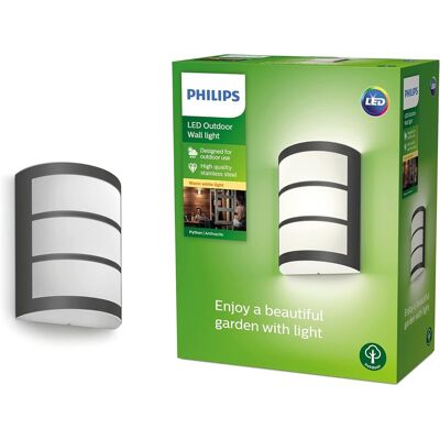Philips 8719514417595 LED záhradné nástenné svietidlo Python 1X6W 450lm 2700K IP44 - antracit Philips 8719514417595 LED záhradné nástenné svietidlo Python 1X6W 450lm 2700K IP44 - antracit