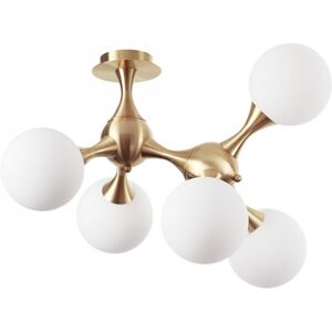 Ideal Lux 241050 prisadený stropný luster Nodi 5x40W E14 - mliečne sklo a matná mosadz Ideal Lux 241050 prisadený stropný luster Nodi 5x40W E14 - mliečne sklo a matná mosadz