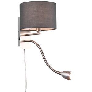 Trio 271170211 LED nástenné svietidlo Hotel 1x40W E14 + 1x LED 3,1W 310lm 3000K - ohybné rameno, oddelené vypínače, matný nikel, šedá Trio 271170211 LED nástenné svietidlo Hotel 1x40W E14 + 1x LED 3,1W 310lm 3000K - ohybné rameno, oddelené vypínače, matný nikel, šedá