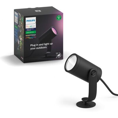 Hue LED vonkajšie spotové zemné / nástenné svietidlo Philips Lily 17428/30 / P7 čierne s adaptérom, Hue LED vonkajšie spotové zemné / nástenné svietidlo Philips Lily 17428/30 / P7 čierne s adaptérom,