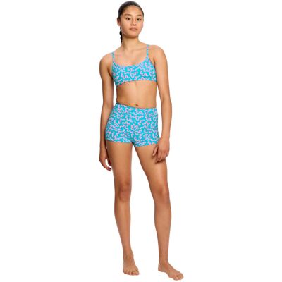 Dievčenské menštruačné plavky Modibodi Performance Hi Waist Short Super Wavy Blue spodný diel (DMPMPHWSSWB) 8-10 rokov Dievčenské menštruačné plavky Modibodi Performance Hi Waist Short Super Wavy Blue spodný diel (DMPMPHWSSWB) 8-10 rokov