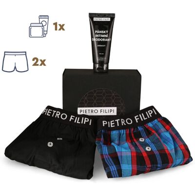 Pánska darčeková sada 2PACK trenky a deodorant na intimné partie Pietro Filipi (3PGD1) M Pánska darčeková sada 2PACK trenky a deodorant na intimné partie Pietro Filipi (3PGD1) M