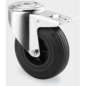 Transportné koliesko TENTE otočné s brzdou 125 mm, čierna guma, stredová diera Transportné koliesko TENTE otočné s brzdou 125 mm, čierna guma, stredová diera