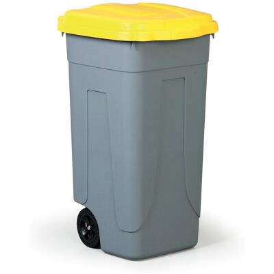 Mobil Plastic Mobilný plastový odpadkový kôš 100 L, žlté veko Mobil Plastic Mobilný plastový odpadkový kôš 100 L, žlté veko
