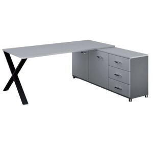 B2B Partner Kancelársky pracovný stôl PRIMO PROTEST so skrinkou vpravo, doska 1800x800 mm, dezén sivá